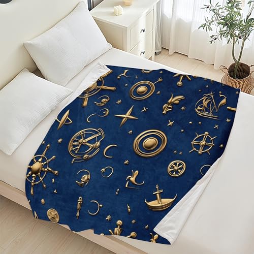 JML Custom Throw Blanket for Sofa, Shawls and Wraps, Soft Lightweight Plush Fleece Blanket for Couch Bed Chair Travel Lap Airplane Summer Adult, Anchor#04