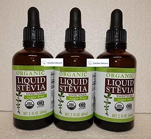 Trader Joe Organic Liquid Stevia Sweetener Sugar Free 2fl oz 60ml (Three Bottles)