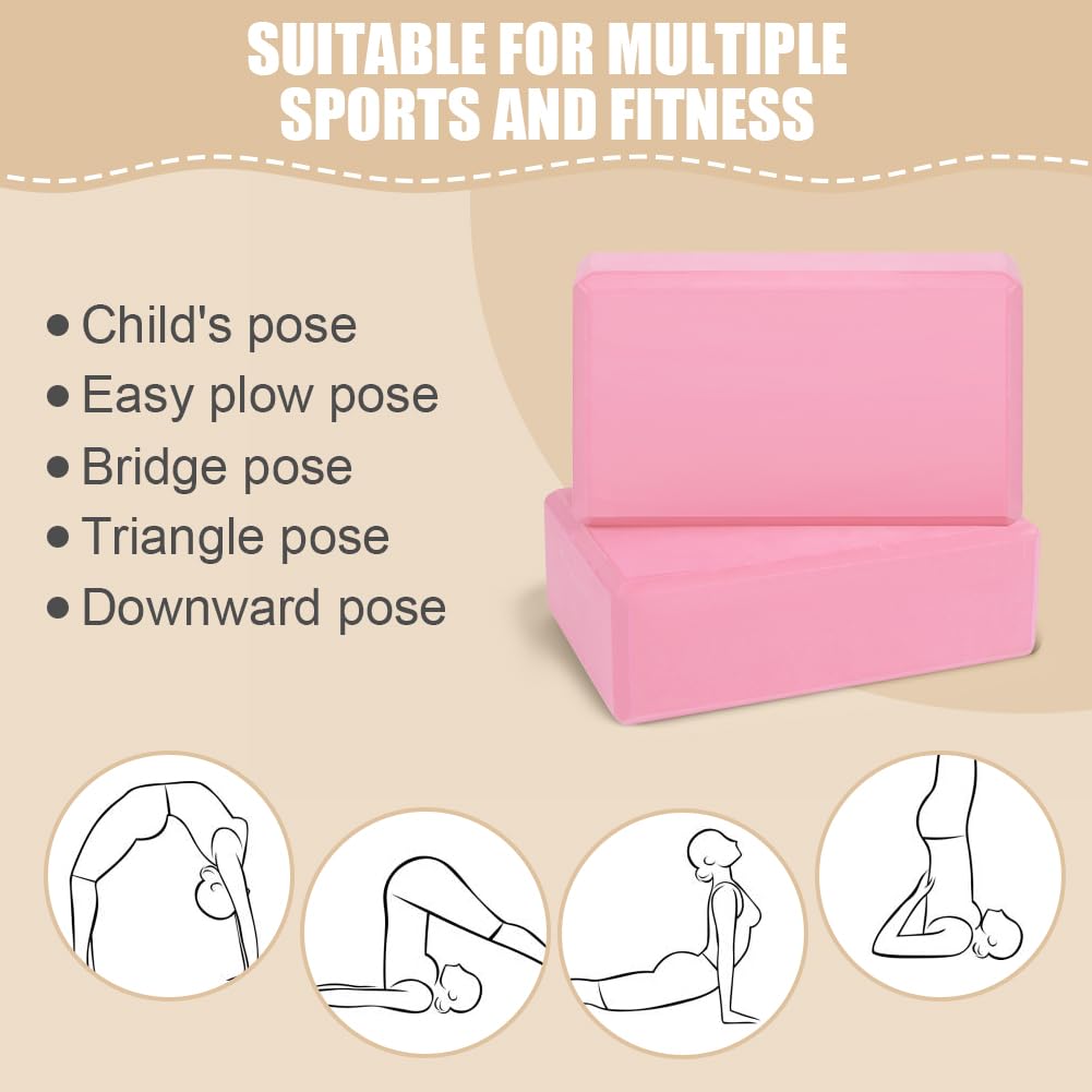 Flintronic Lot de 2 Blocs de Yoga, Brique Yoga EVA de Haute Densité, Briques de Mousse de Fitness, Briques Professionnelle, pour Pilates, Étirement, Méditation, Accessoires de Fitness, 23 * 15 * 8cm