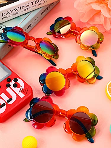 Weewooday 8 Pairs Kids Sunglasses Colorful Flower Shaped Sunglasses Cute Round Kid Sunglasses For Toddler Kids Boy Girls Outdoor Activities, Age 1-5 #TOP6