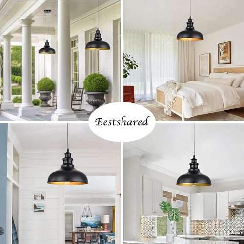 Bestshared Farmhouse Pendant Lights, Ceiling Industrial Hanging Pendant Lighting Fixture, Barn Pendant Hanging Lights for Kitchen Island Dining Room Restaurant Hallway Patio (Black, 1 Pack) - Image 7