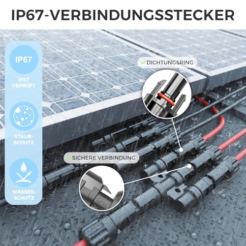 deleyCON PV4 Solar 3-Fach Y Stecker Paar 1500V Männlich/Weiblich T-Typ IP67 Wasserdicht (Solar Photovoltaik Steckverbinder) Verteiler, Splitter, PV Kupplung, Solarstecker, Solarpanel