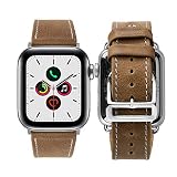iBazal Compatible with Apple Watch Leather Band 42mm 44mm 45mm 49mm [Vintage Style] Strap Replacemen