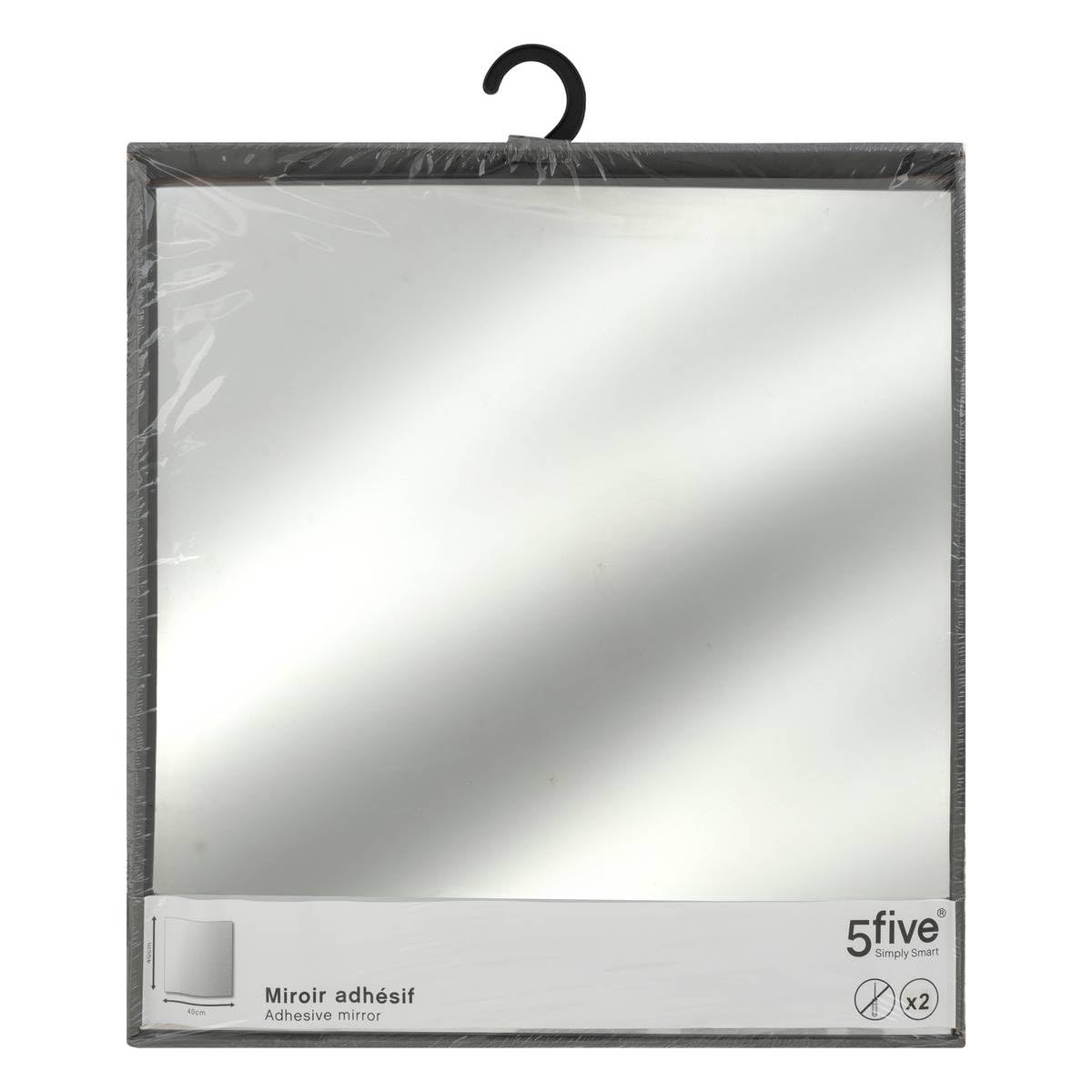 Lot De 2 Miroirs Adhésifs Carrés Atmosphera - 40x40 Cm, Argent, Facile à Poser Sans Perçage