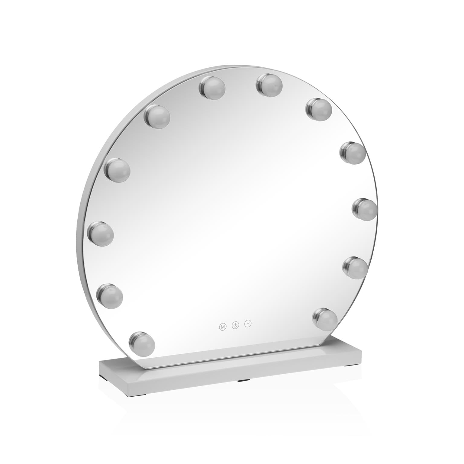 Miroir rond LED Versa blanc contre les zones d'ombre du visage