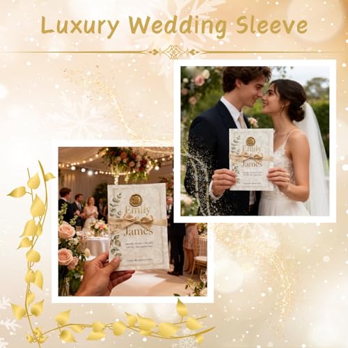 GekLiGuLu 50 Pack Pre-Folded Vellum Jackets for 5x7 Invitations - 115GSM White Floral Translucent Vellum Paper 5x7 Jackets - Wedding Invitation Wraps & Sleeves by GekLiGuLu - Image 4