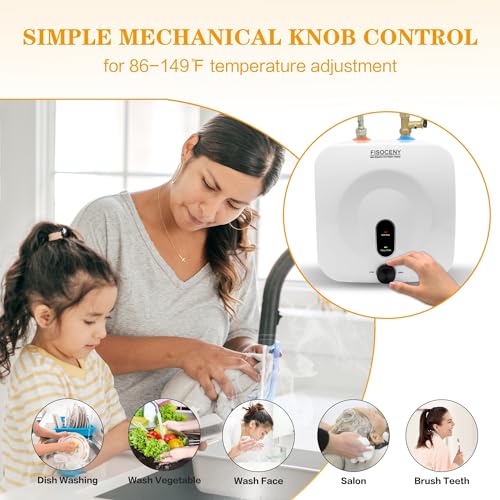 Fisoceny Electric Mini Tank Water Heater 2.5 Gallon Under Sink White Instant Hot Water Heater,110V 120V 1500W Kitchen Rv Trainer Compact Storage Heaters Wall Or Floor Mounted thumb #4