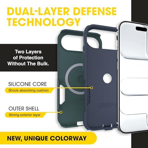 Image of OtterBox iPhone 17 Air (Only) - Commuter Series Case - Built-in MagSafe - Thin, Dual-Layer, Pocket-Friendly, Port Cover - Saltwater Breeze (Sage /Blue)