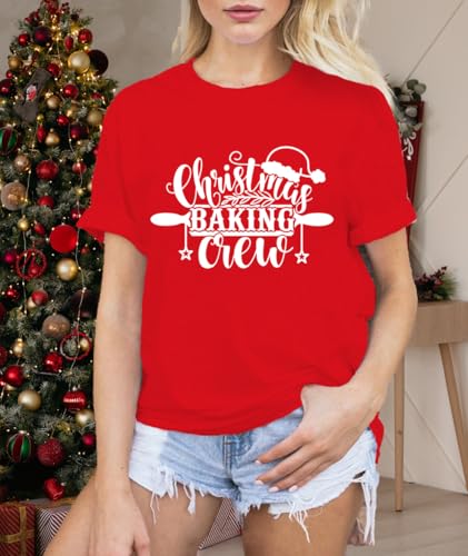 LBP Christmas Cookie Baking Crew Shirts for Women Christmas Cookie T-Shirt Xmas Holiday Tee Tops