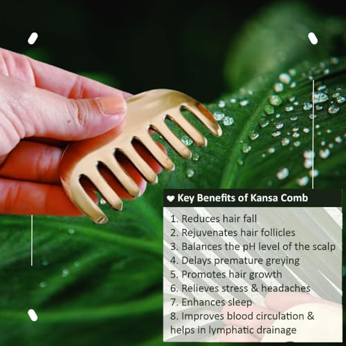 Image of WITSOUL Kansa Comb Massage Tool - kansa Comb for Hair Fall /Growth /blood Circulation & Stress Relief Best for Head Massage (M)