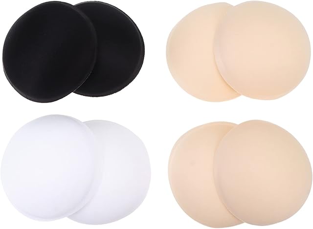 Adorainbow 4 pairs Pads Insert Enhancers Padded Womens Color Up Complexion Washable Women Inserts Shaper Breast Breathable Filler for Cup Swimsuit Sewn Sweat Bra Enlargement Comfy Round