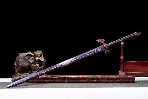 Miniatura 3 de Espada china, cuchillo Shura jian (cuchillas moradas de acero de alto carbono forjadas, accesorios de aleación) Kung fu
