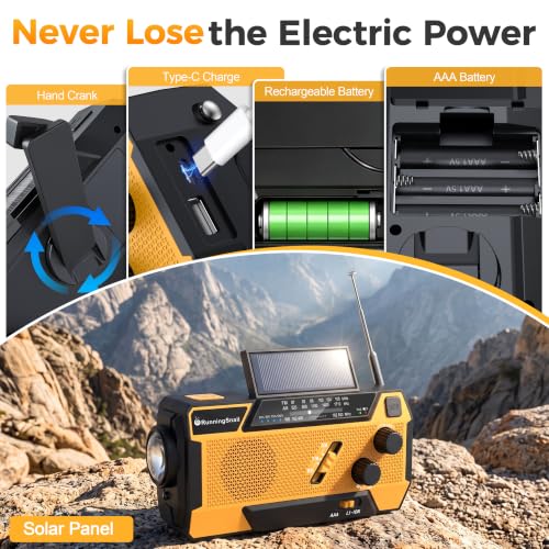 RunningSnail Hand Crank Emergency Radio with 3 Built-in Cable for Hurricane - Image 5