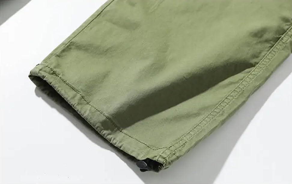 Solid Color Casual Simple Elastic Pocket Tassel Stitching Vintage Men's Outdoor Work Pants 7