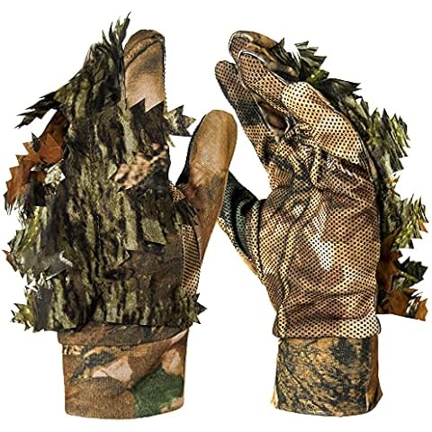 GUGULUZA 3D Leaf Camo Gloves, Camouflage Hunting Gloves Cover