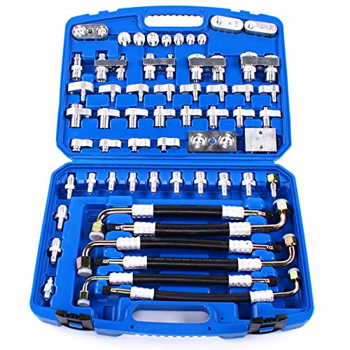 XUFOPLY 56PCS Air Conditioning Leak Detection and Repair Tools,Air Conditioning Compressor Leak Detector Tester Adaptor Tool Kit