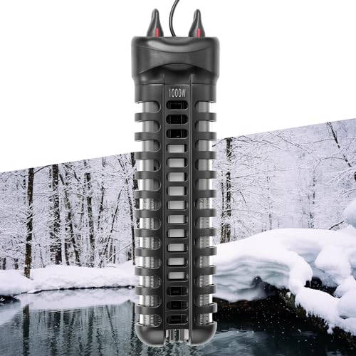 VIHOSE 1000w Outdoor Pond Heater with Adjustable Knob Fish Tank Heater Submersible with Protective Case and Extra Thick Safety Cable Safe for 120 to 150 Gallon