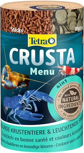 Tetra Crusta Menu - 4in1 Futter mit Sticks, Pellets, Wafern und Granules für Garnelen und Krebse, für eine abwechslungsreiche Ernährung, 100 ml Dose (1er Pack)