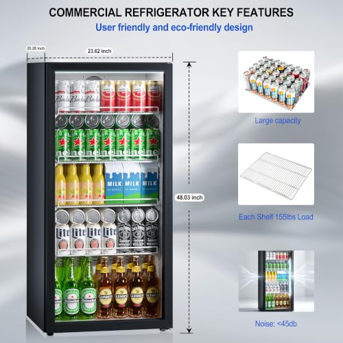 Image of 7.8 Cu.ft Commercial Display Refrigerator with Glass Door,Beverage Refrigerators with LED Light and Shelves
