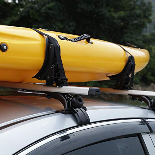 AUXMART Kayak Roof Racks Universal Saddles Kayak Carrier Mount Roof Top Mounted on Roof Racks for Canoe Boat Paddle Board Surfboard Car SUV Crossbar - Thumbnail 3