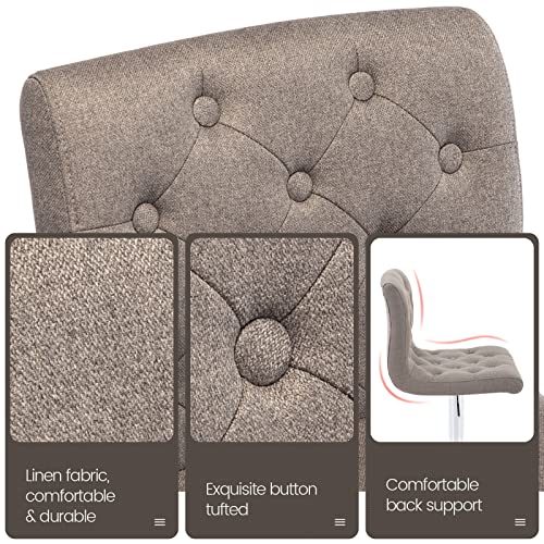 Brage Living Tufted Fabric Bar Stool, Adjustable Swivel Counter Height Barstool With Back, Upholstered Armless Airlift Bar Chair For Kitchen Dining Cafe (Taupe) #TOP3