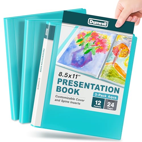 Porte-vues avec pochettes plastique Dunwell affichage 24 pages sans reflet lot de 3