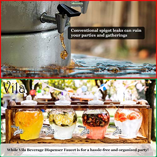 Vila Beverage Dispenser Replacement Spigot, Stainless Steel No-Rust Spout, Bpa Free, Installation Under 10-Minutes, Excellent Continuous Flow, Sturdy, Stylish Alternative For Flimsy Plastic Taps #TOP3