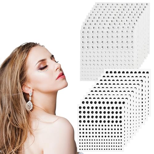 20 Hojas Pegatinas Diamantes de Imitación, 3440 Gemas Faciales Adhesivas, 3/4/6 mm Pegatinas Cara Autoadhesivas, Piedras Preciosas Acrílicas para Uñas Ojos Cuerpo, Pegatinas para la Cara Brillantes
