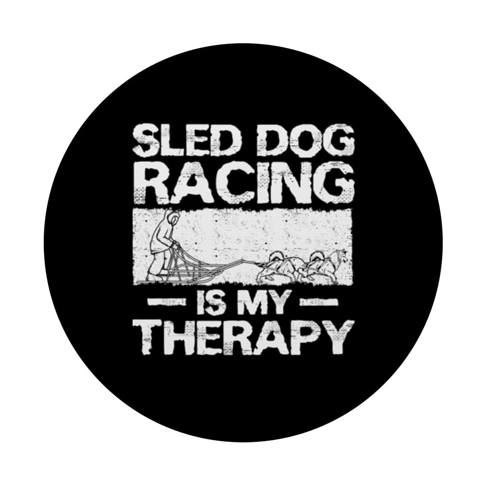 Mushing Sledder Sport Sled Dog Driver Musher Therapy PopSockets Swappable PopGrip, Black - Image 3
