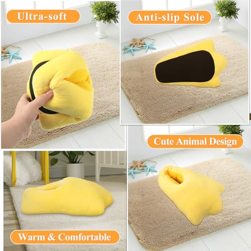 Meanplan Duck Slippers, Winter Feet Slippers Yellow Cartoon Shoes Fluffy Claw Paw Shoes Halloween Party Gift3