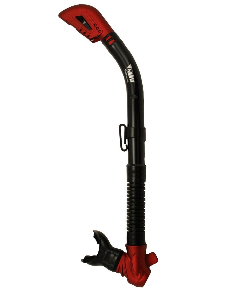 Cobra Dry Snorkel w/Flex and Purge DrySnorkel Snorkeling Scuba Dive Diving Diver Gear (Black/Metallic Red)