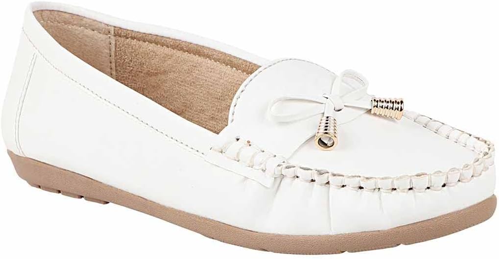 Shoetopia Women's Stylish Casual Loafers | Comfortable Slip-On Flat Shoes with Bow Design & Soft Sole for Daily Footwear