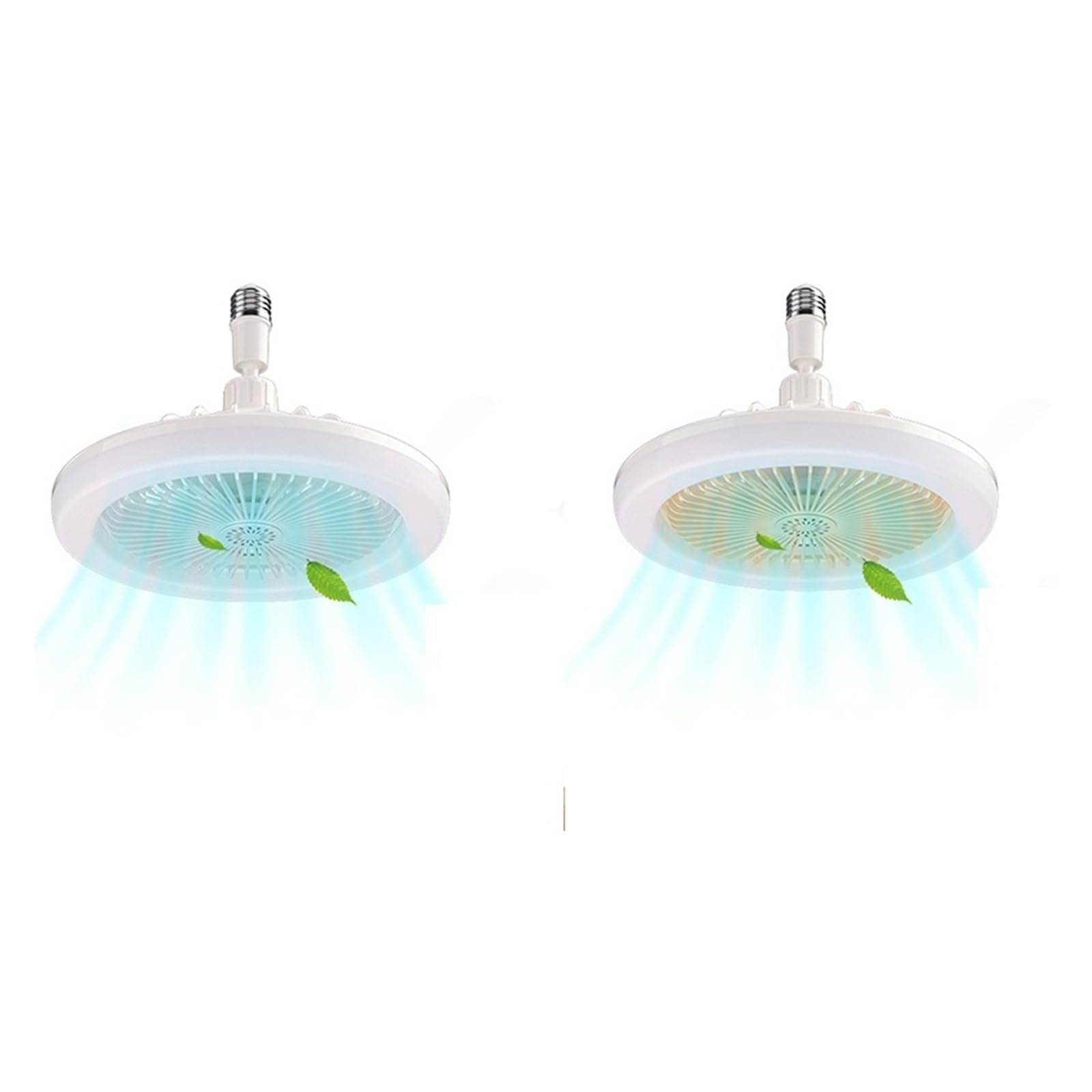 KOESRXNQW Ceiling Fan with Lighting Lamp E27 Converter Base with Remote Control for Bedroom Living Home Cooling Electric Quiet Cooling(1yellow 1white)