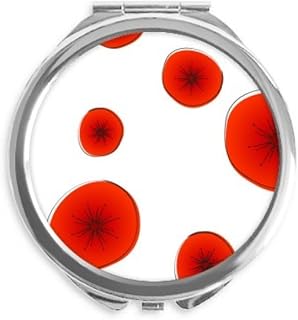Red Circle Flowers Art Painting Hand Compact Mirror Round Portable Pocket Glass