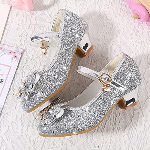 Girls Dress Adorable 𝗦parkle Mary Jane Flat For Wedding Party Pearl Bow Buckle Flat For Little/Big Kids2
