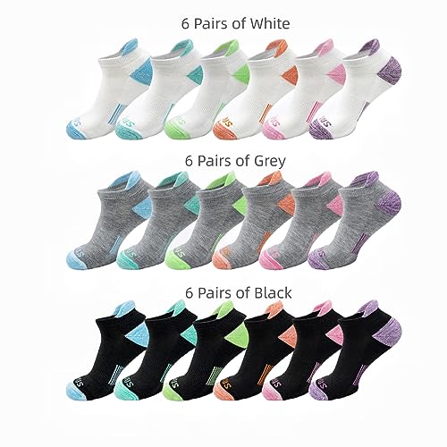 6 Pairs Women's Ankle Socks for Running Athletic Workout No Show Socks Soft Cushioned Low Cut Tab Socks,Multicolored3
