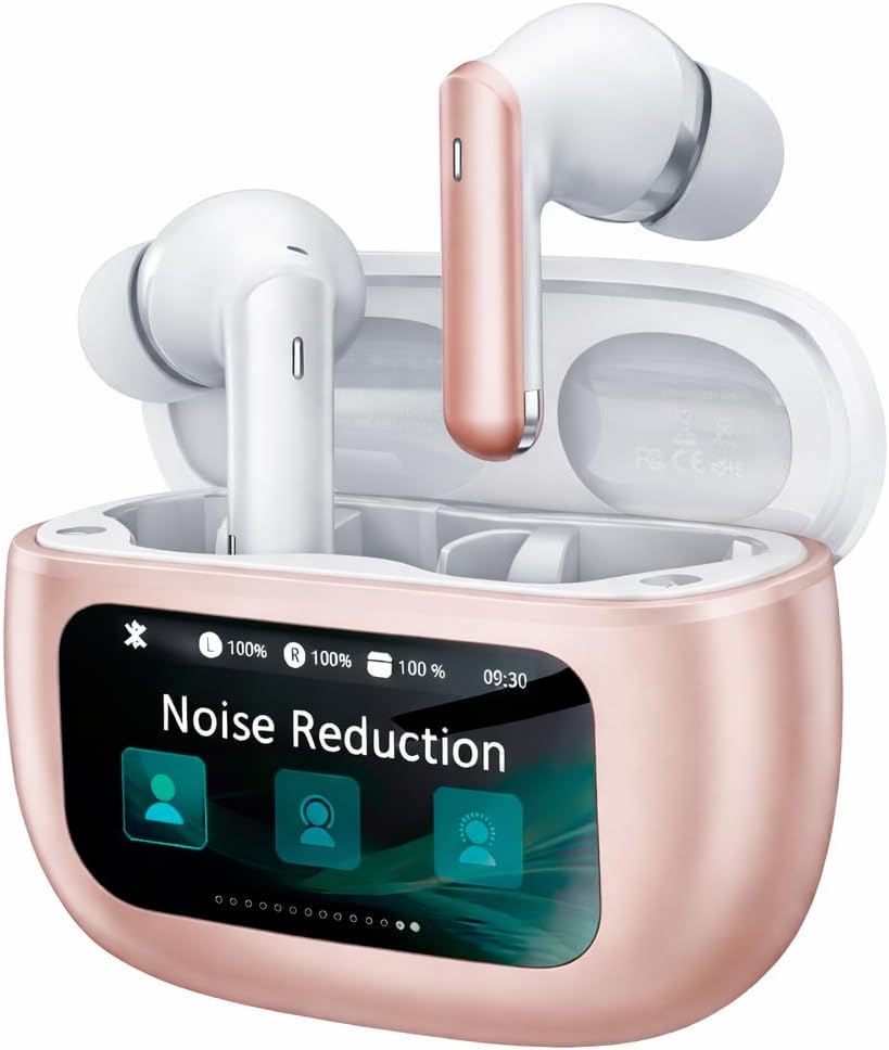 Wireless Earbuds, Ear Buds Active Noise Cancelling with Charging Case, 6.0 Bluetooth Earbuds with AI Clear Calls, 40H Playtime for Sports & Working, Stereo Sound Headphones for iPhone/Android-RosePink