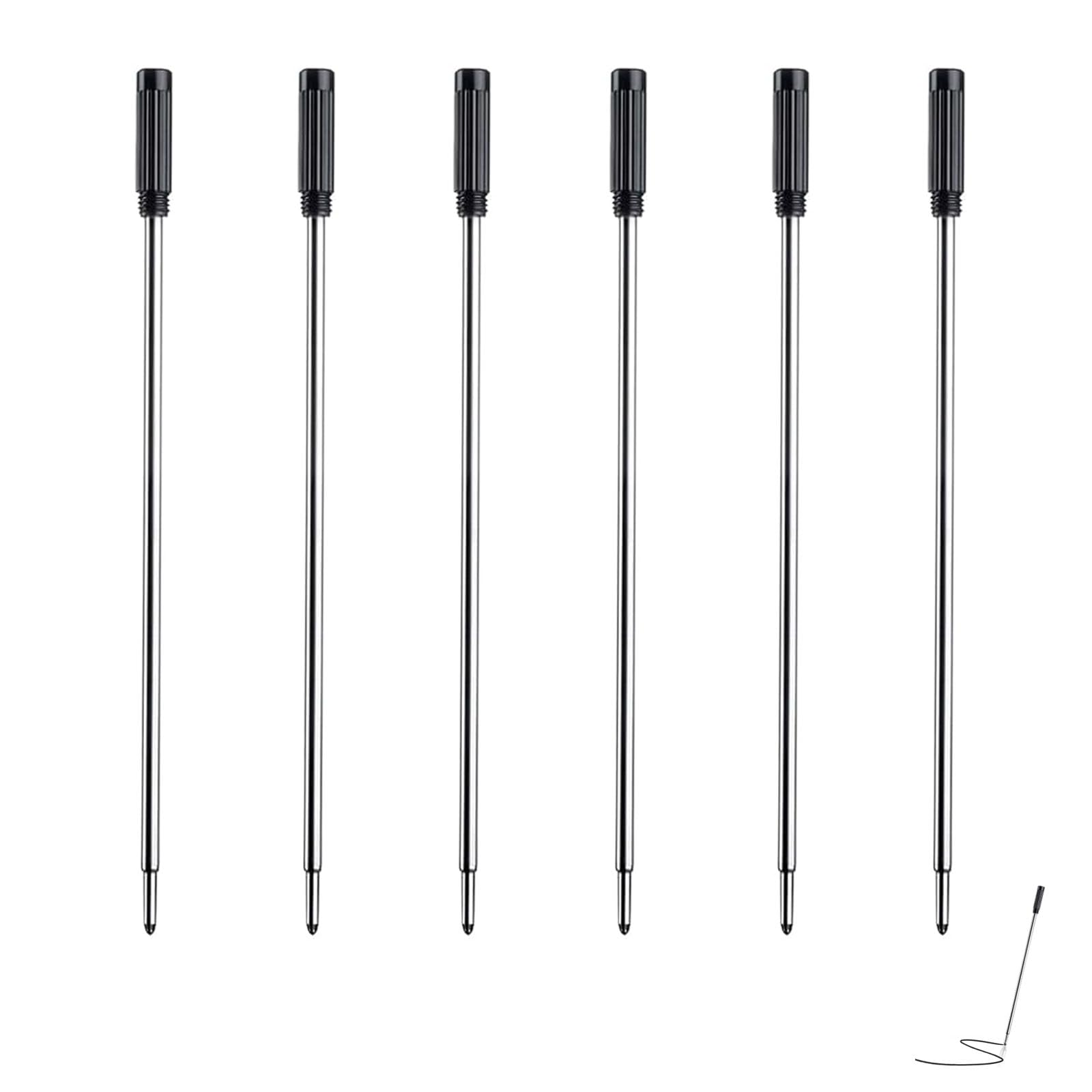 6Pcs Ballpoint Pen Refills, Pens & Refills, Replaceable Pen Refills Black Standard Medium Point Pen Refill Office School Supplies Easy to Install for Most Ball Point Pens