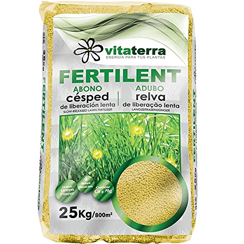 Vitaterra Abono Césped Fertilent 4 Meses 20-5-10 + 2 MG, Saco 25 kg