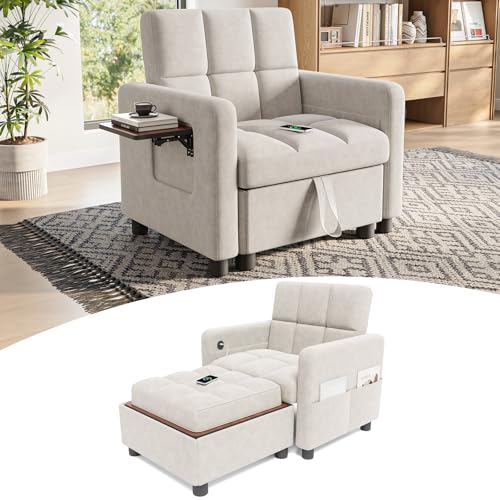 TROMIRY Convertible Sleeper Chair Pull Out Sofa Bed 3 in
