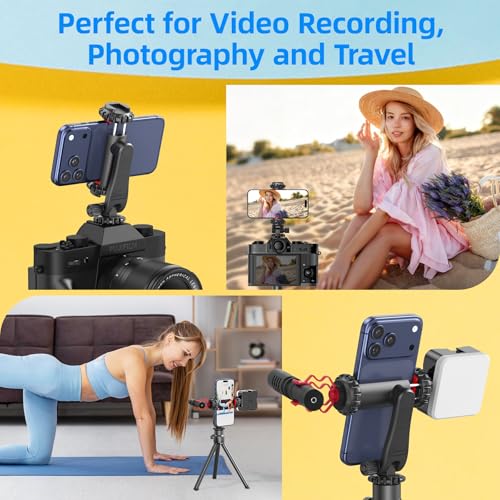 Zeadio Smartphone Tripod Mount Adapter, Cell Phone Tripod Holder Selfie Stick Monopod Adjustable Clamp, Fits for All iPhone and Android Smartphones - Thumbnail 6