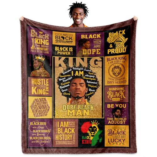 TRISG African American Black Gifts for Men, Gifts for Men Blanket 60"X50", Encouragement Inspirational Gift, Black Male Brother Boy Healing Gift Ideas for Valentine Birthday Father's Day Juneteenth