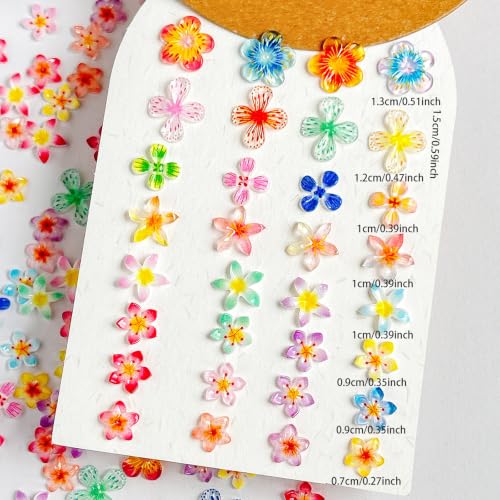 3D Tropical Flower Nail Charms, 100Pcs Random Floral Colorful Resin Nail Art Rhinestones, Summer Floral Nail Gems for Acrylic Natural Nails, DIY Nail Accessories for Women Nail Supplies — view 2