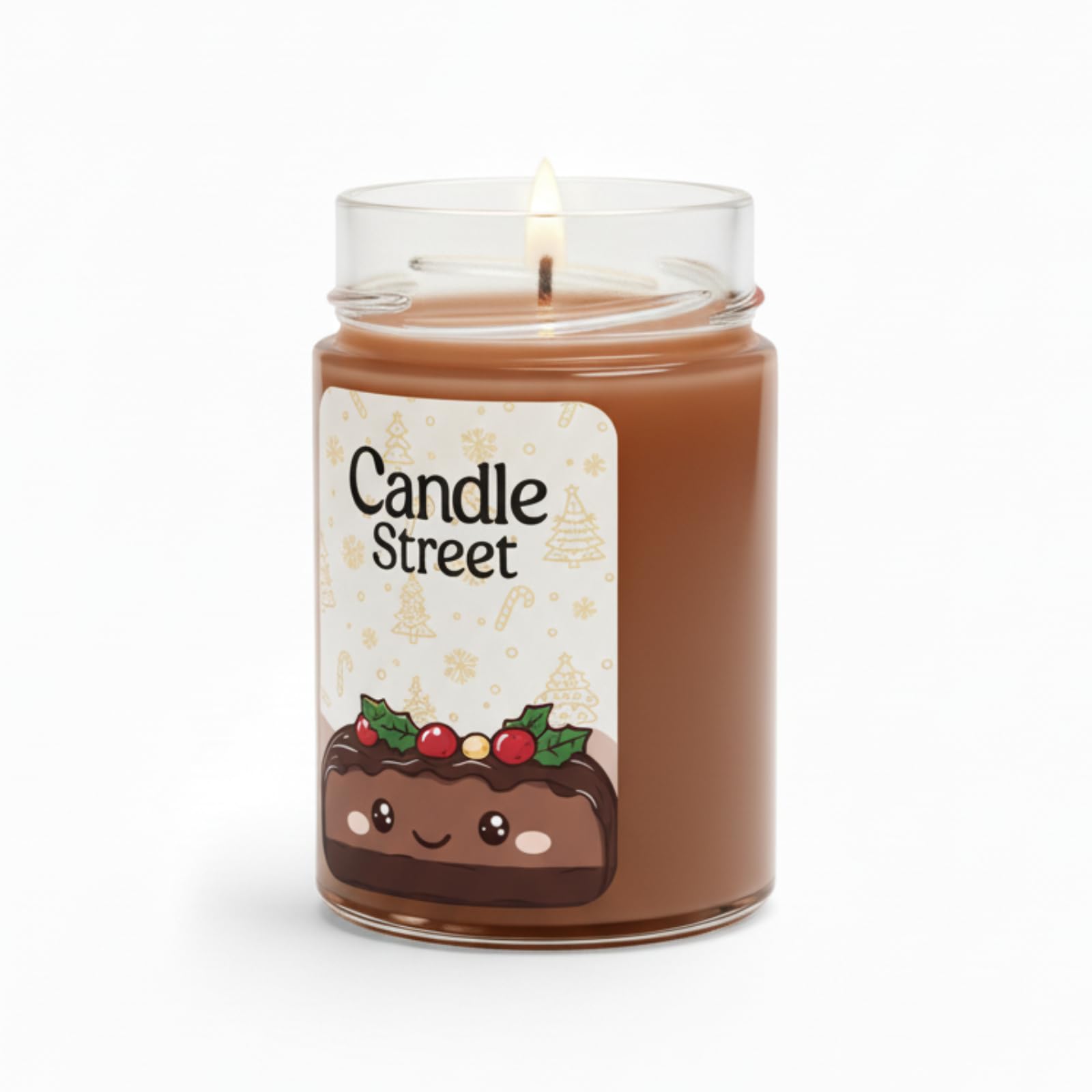Candle Street – Duftkerze Nougat 500 g | Haselnuss, Mandel und Honig | Kollektion Süße Weihnachten | Große Kerze im Glas, 120 Stunden Brenndauer, perfektes Geschenk für Weihnachten