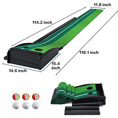 Dollox Putting Green Golf Putting Mat for Indoor, Putting Matt with Auto Ball Return, Mini Golf Set Golf Accessories for Men, Indoors Golf Matt for Home Office, Gifts for Golfer - Image 3