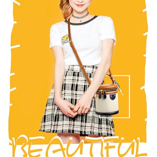 Colorblock Bucket Bag For Women - Niche Fashion Design Style Bucket Bag, Ribbon Handle, PU Leather Crossbody Bag4