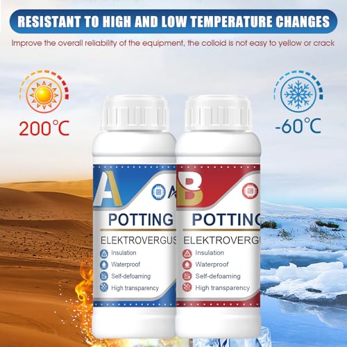 Allisway Elektrovergussmasse 1:1, 200g A+B Gießharz Elektro, Vergussmasse für Abzweigdosen, Anwendbar Auf Leiterplatten, PCB-Substrate Kabelmuffen, Isolierung und Wasserdichtigkeit, Hohe Transparenz