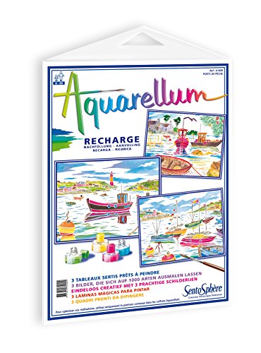 SentoSphère - RECHARGE AQUARELLUM - PORTS DE PECHE - Recharge Cartes Aquarellum - Kit peinture - Peinture Aquarellable Magique - A partir de 8 ans - fabriqué...