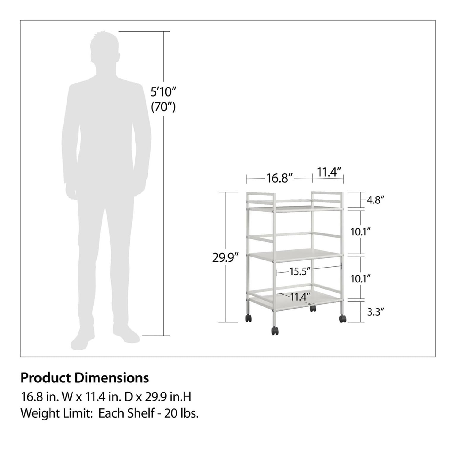 Cocina Carrello multiuso con rotelle in metallo a 3 ripiani, carrello da cucina, tè, , nero Estante de almacenamiento