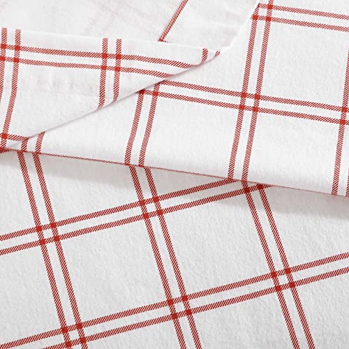 Image of Eddie Bauer- Flannel Sheets Full Size, Anti-Pilling & Wrinkle Resistant Cotton, Touchably Soft for All-Season Comfort - Bed Sheets with Matching Pillowcases & Fitted Sheet (Westridge Plaid Orange)